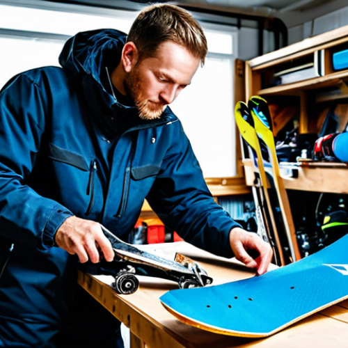 Home 30 Professional Snowboard Maintenance**
"A snowboard technician in a well-lit workshop, carefully inspecting the edge of a snowboard with specialized tools, fully clothed, appropriate attire, safe for work, perfect anatomy, natural proportions, professional equipment, showcasing attention to detail, clean environment, snowboard maintenance, high quality."
**
