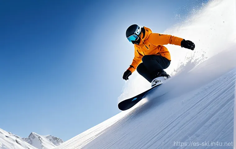 스노우보드 턴 연습 팁 - **Prompt:** A thoughtful snowboarder standing at the very top of a challenging slope, moments before...