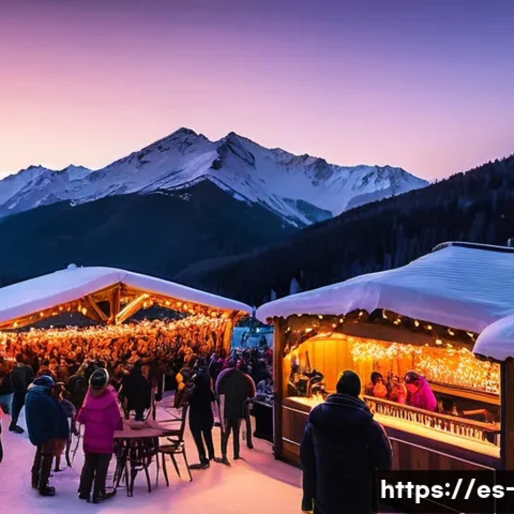 스키장별 이벤트 정보 - **Image Prompt: Mountain Music Festival at Sunset**
A dynamic wide shot of an outdoor music fest...