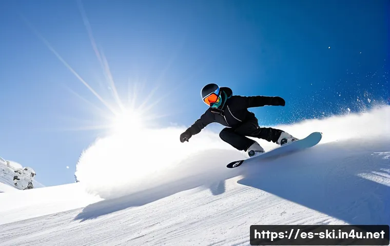 스노우보드 모델별 리뷰 - **Prompt:** A dynamic, wide-angle shot of a snowboarder gracefully carving down a pristine, snow-cov...